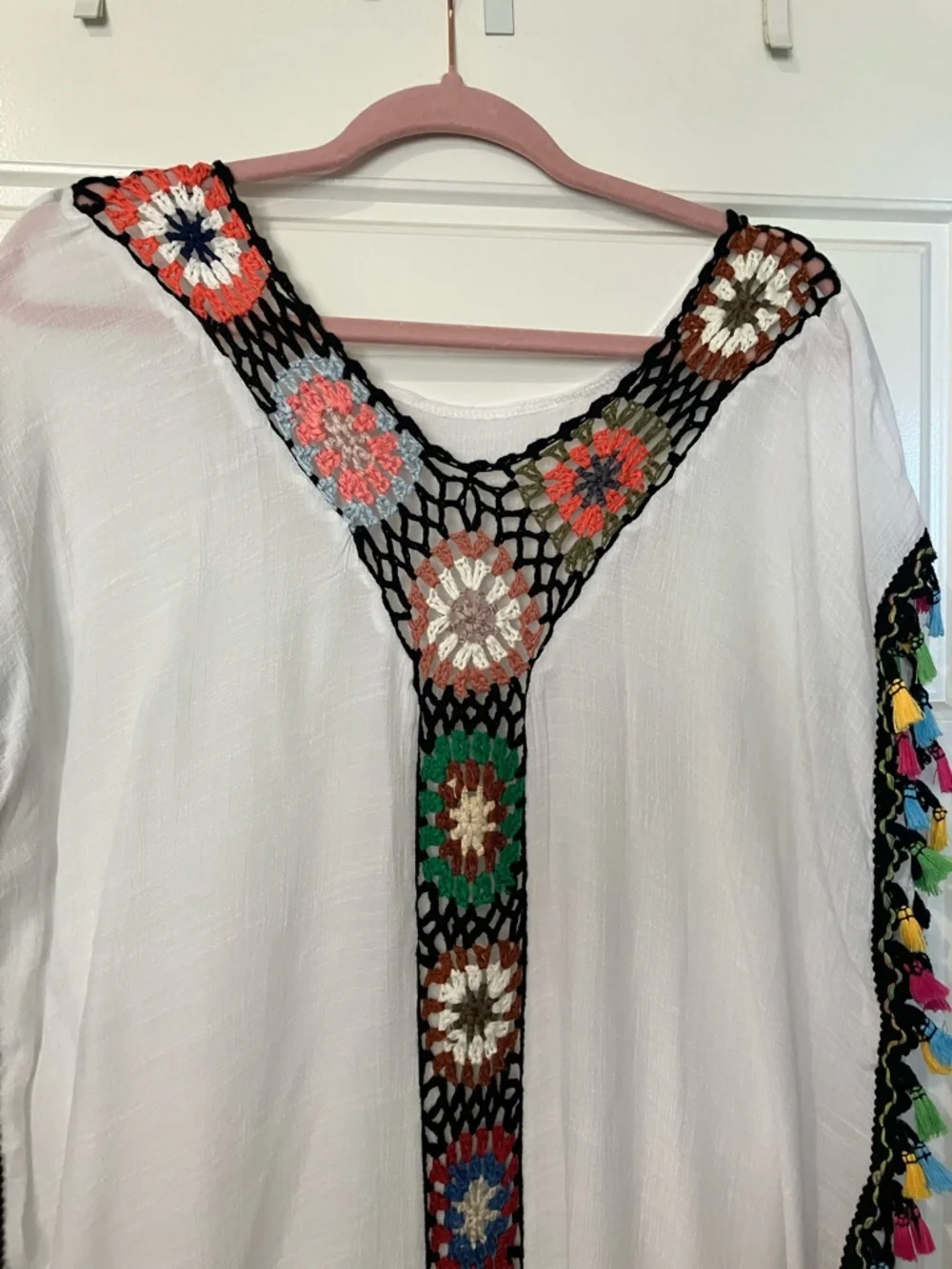 Boho colorful granny square crochet beach coverup - Picture 5 of 5